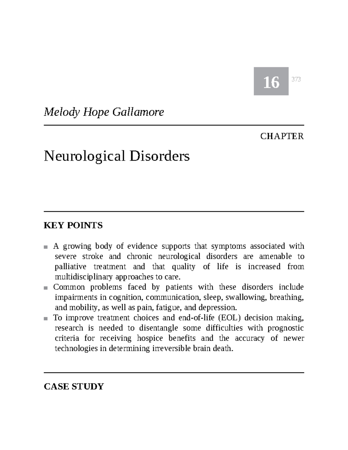 NURS 423 Palliative Care Nursing Case Study: Neurological Disorders ...