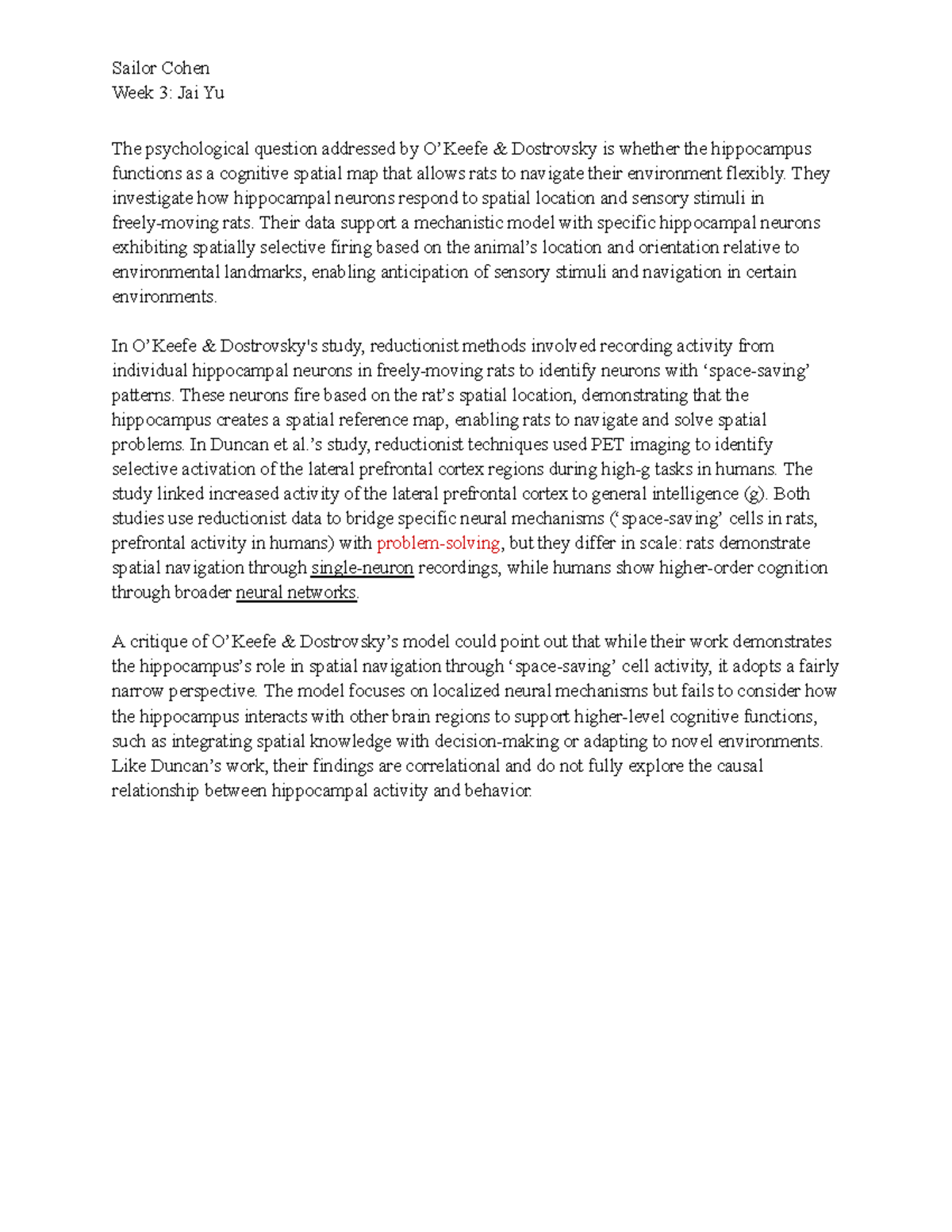 G.S. Week 3 Paper: Exploring Hippocampal Function in Spatial Navigation ...