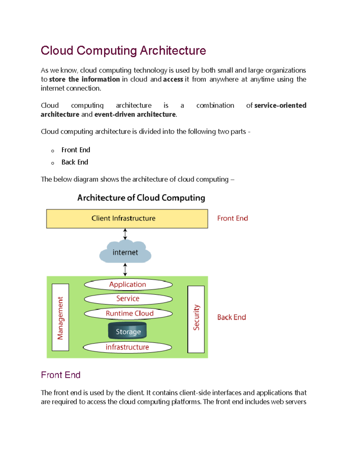 Cloud Computing Architecture - Cloud computing architecture is a ...
