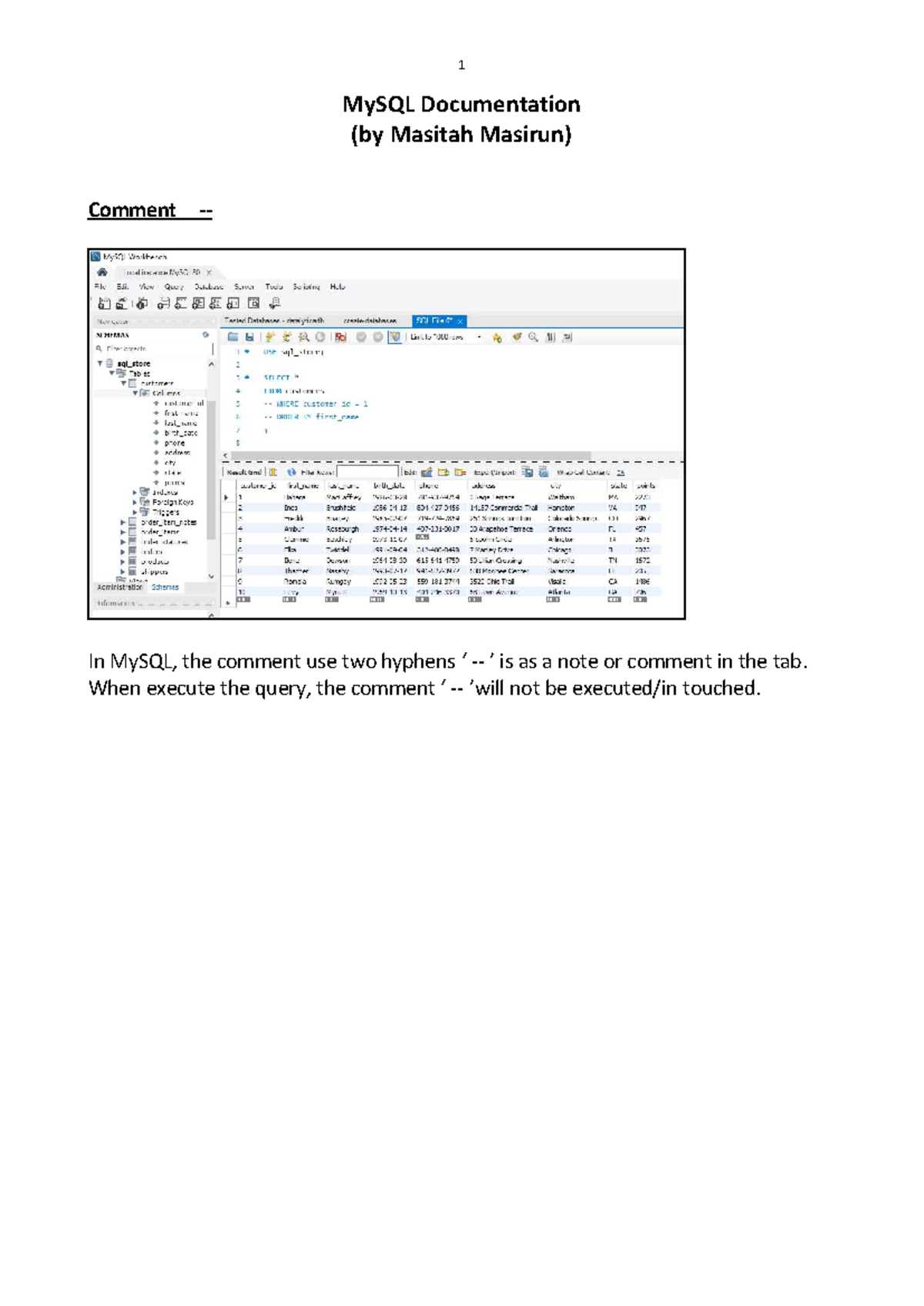 MySQL Documentation: Commenting and SELECT Clause Basics - Studocu