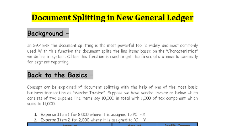 Document Splitting in SAP ERP: Key Concepts & Configurations - Studocu