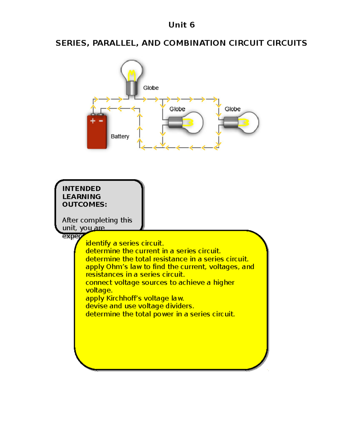 Unit 6: Series, Parallel, and Combination Circuits Overview - Studocu