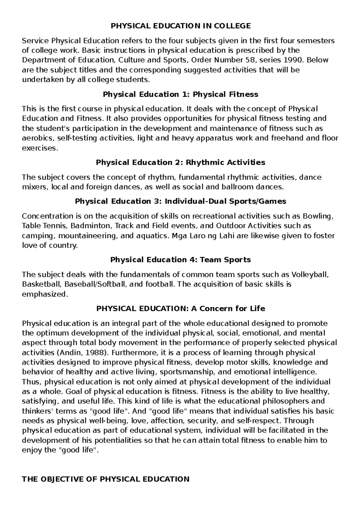 PHYSICAL EDUCATION 101: Module 1 Essay on Healthy Lifestyles - Studeersnel