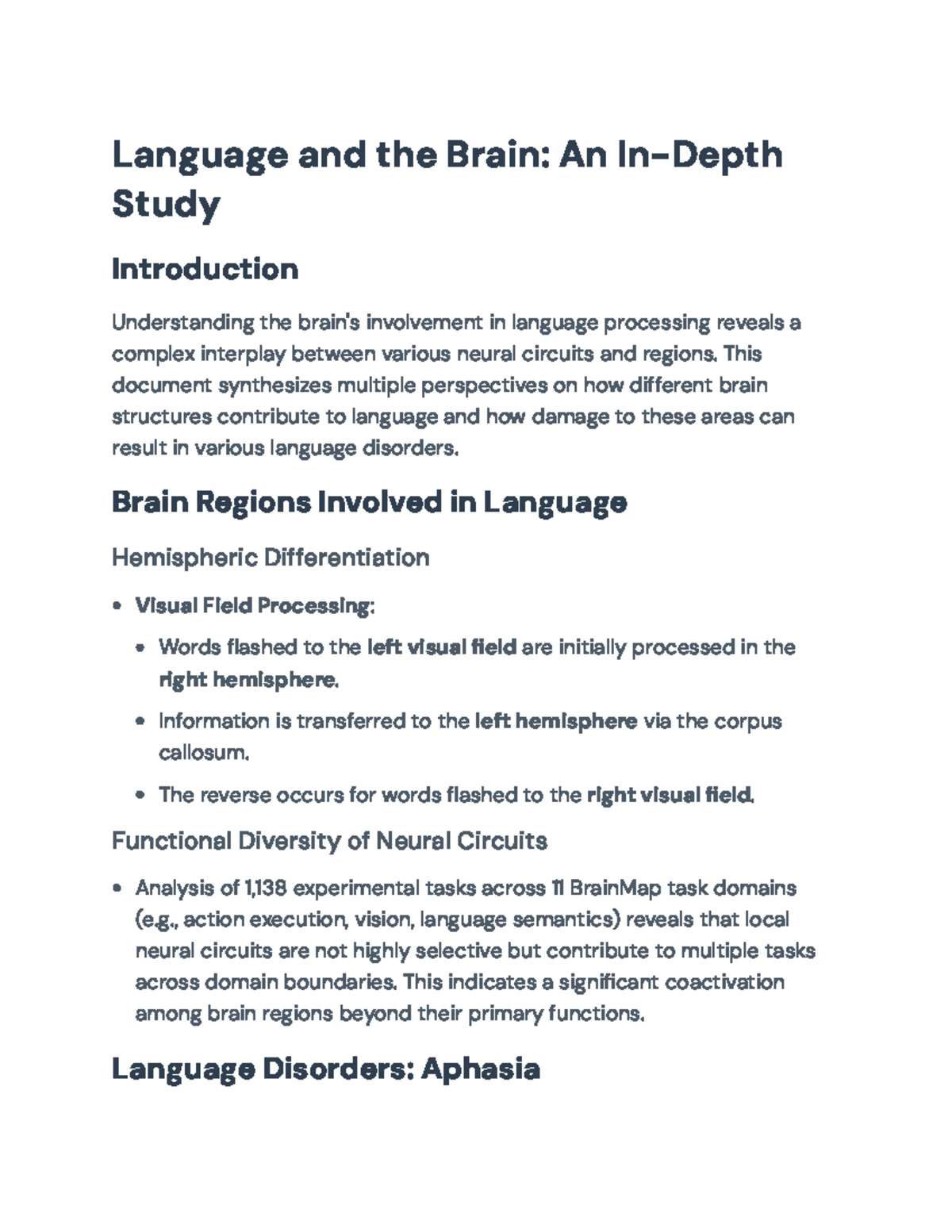 Understanding Language Processing & Disorders in the Brain (LNG 101 ...
