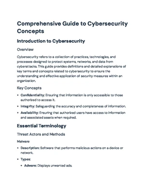 Cybersecurity - Study Notes & Assignments - Studocu