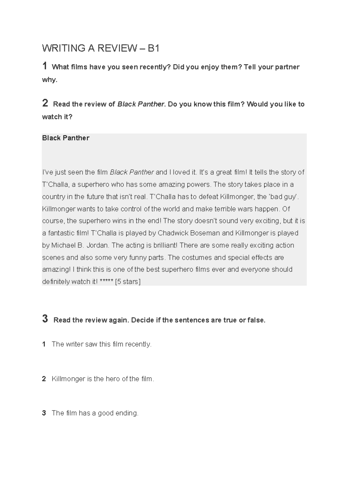 Writing a Review – B1 Level: Engaging Film Reflections and Feedback ...