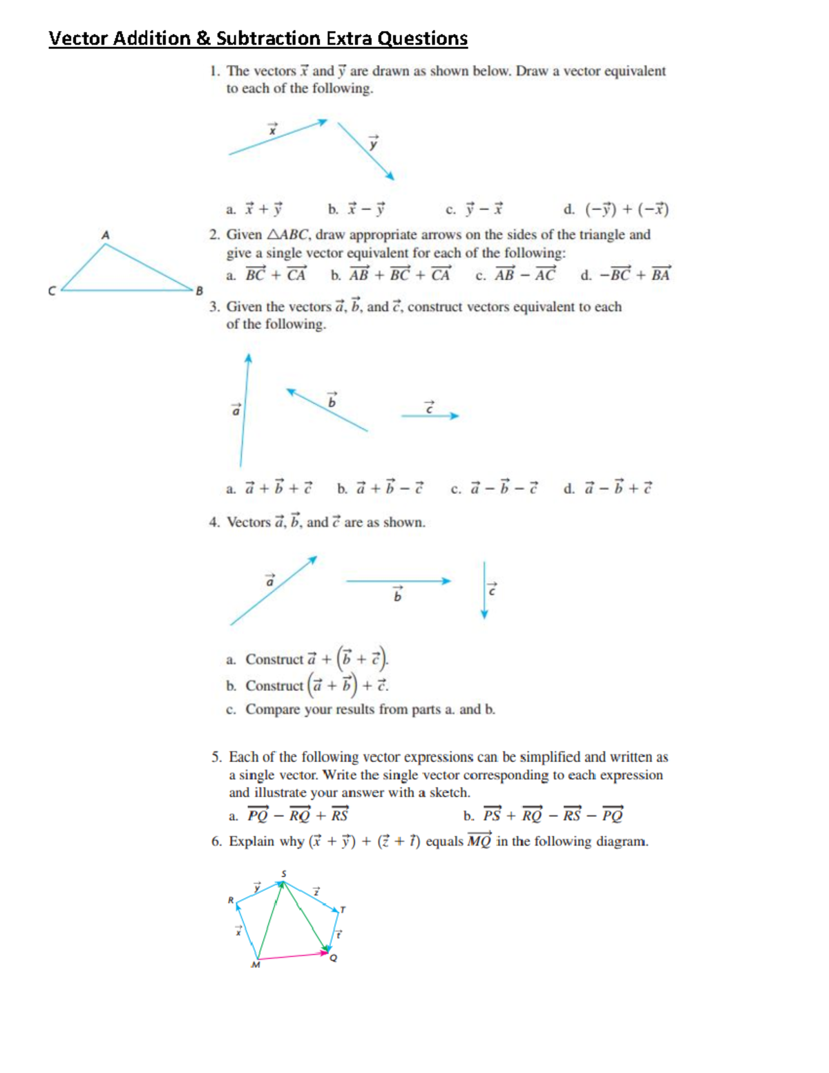 More-vector-addition-subtraction-questions-with-answers - Vector ...