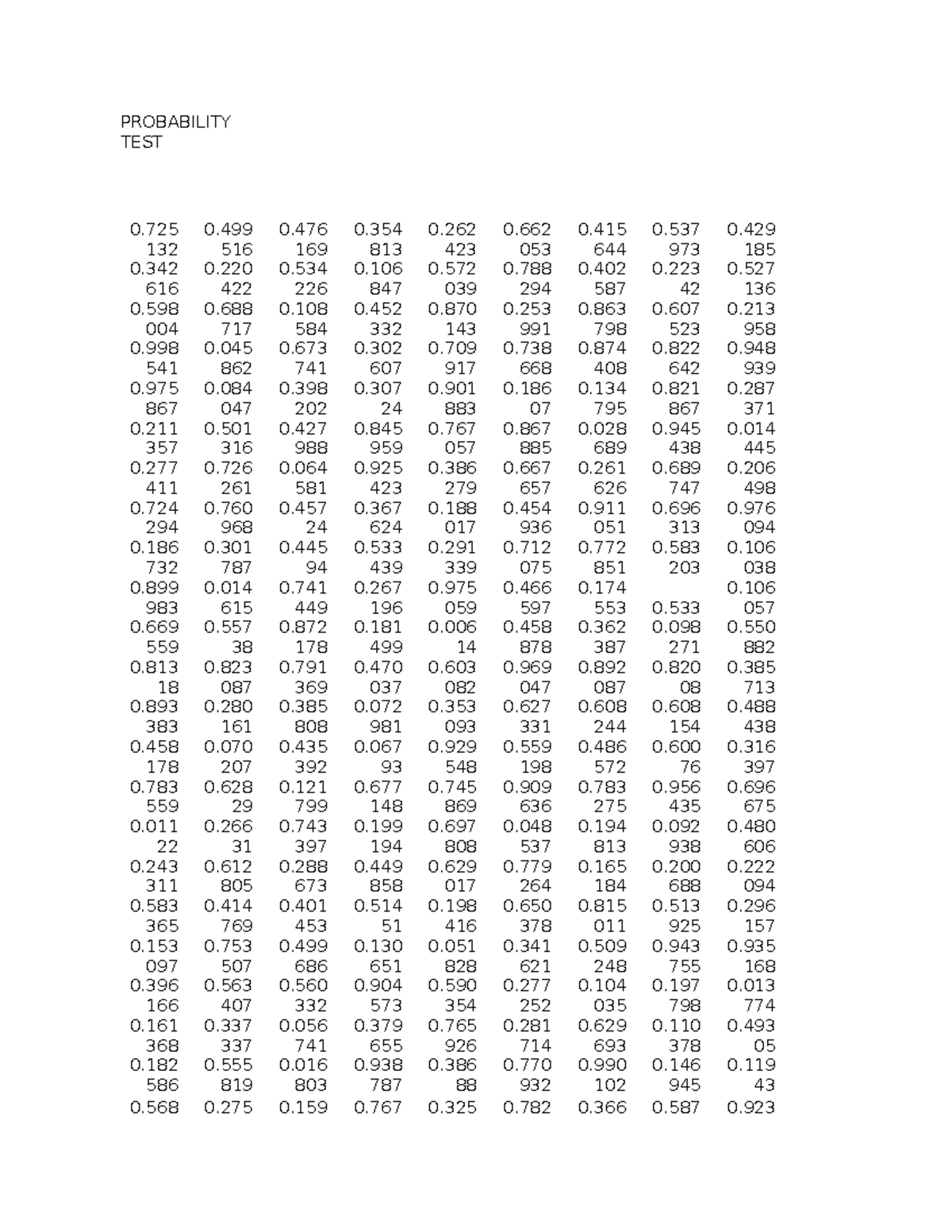Probability TEST 2: Random Formula Analysis and Results - Studocu