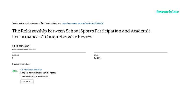 The Relationship between School Sports Participation and Academic ...