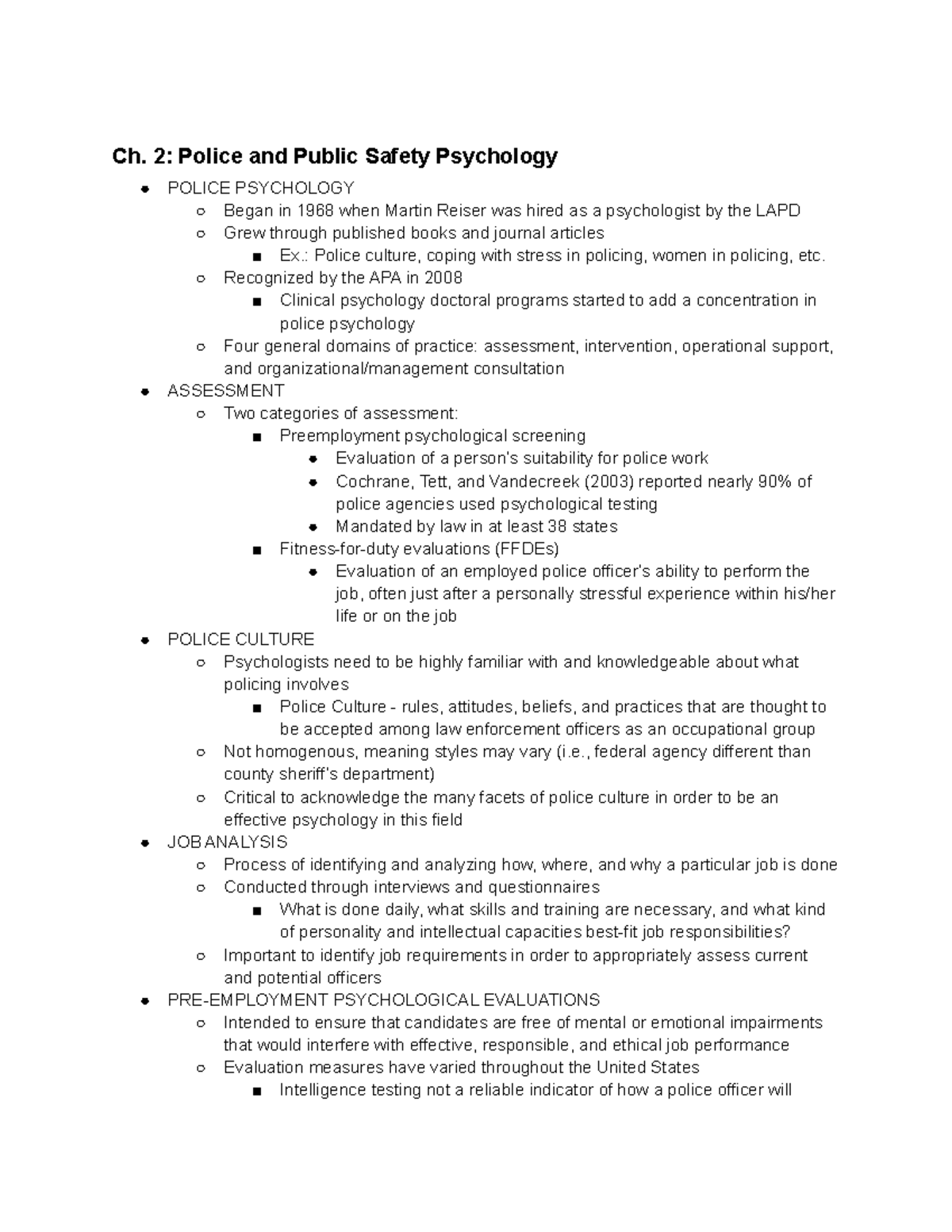 Ch. 2 - Lecture notes for chapter 2 of forensic psychology: police and ...