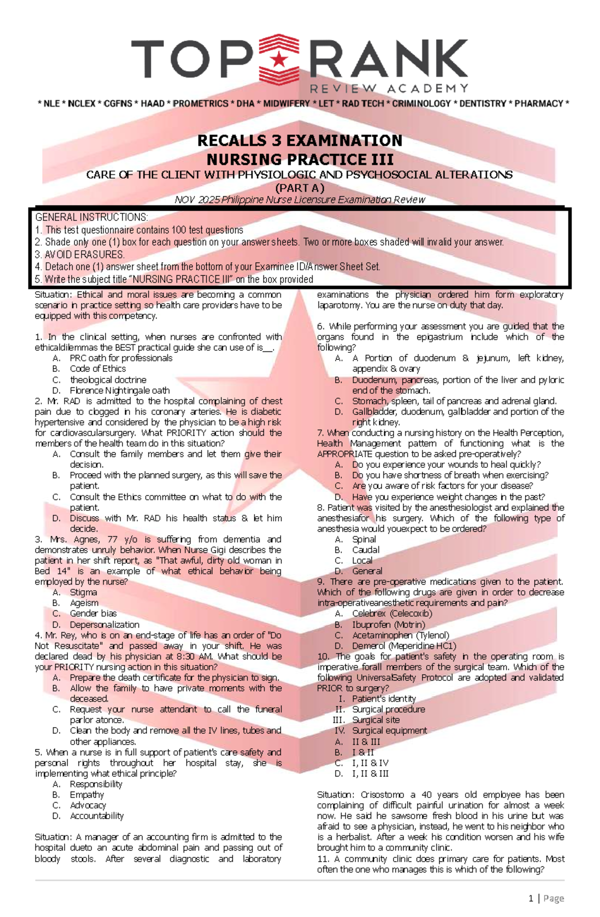 Recalls 3 - NP3 - Nursing Practice: Care of Clients with Alterations ...