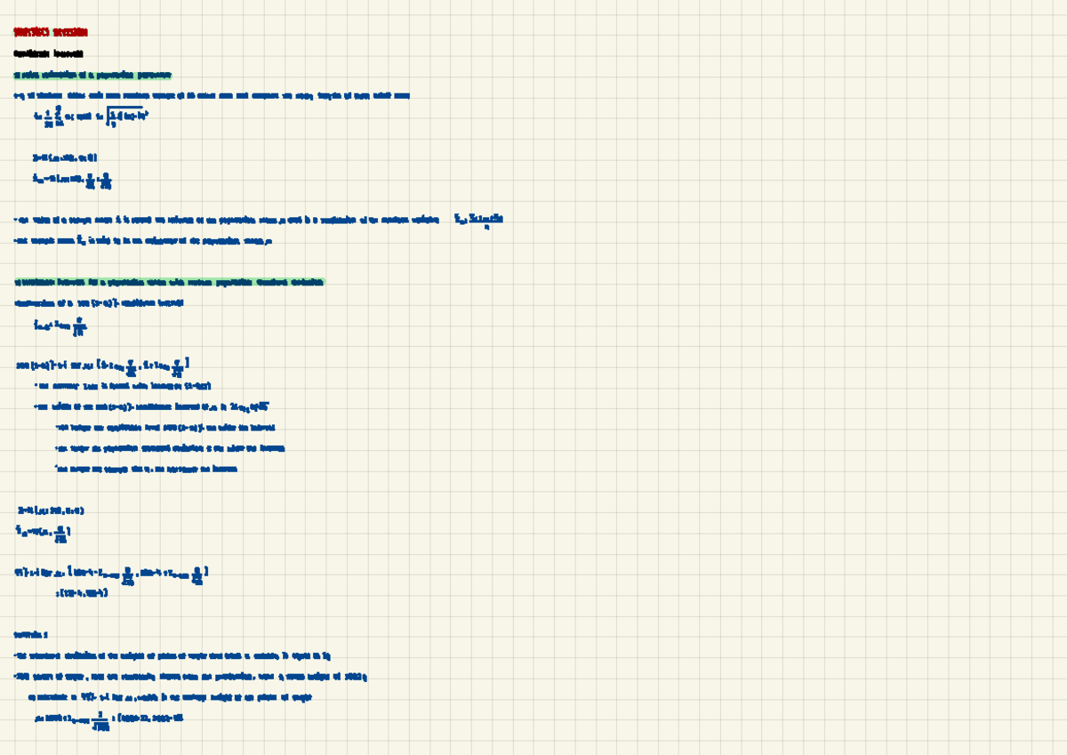 Statistics 2 notes - Summary Statics 1 - STATISTICS REVISION confidence ...