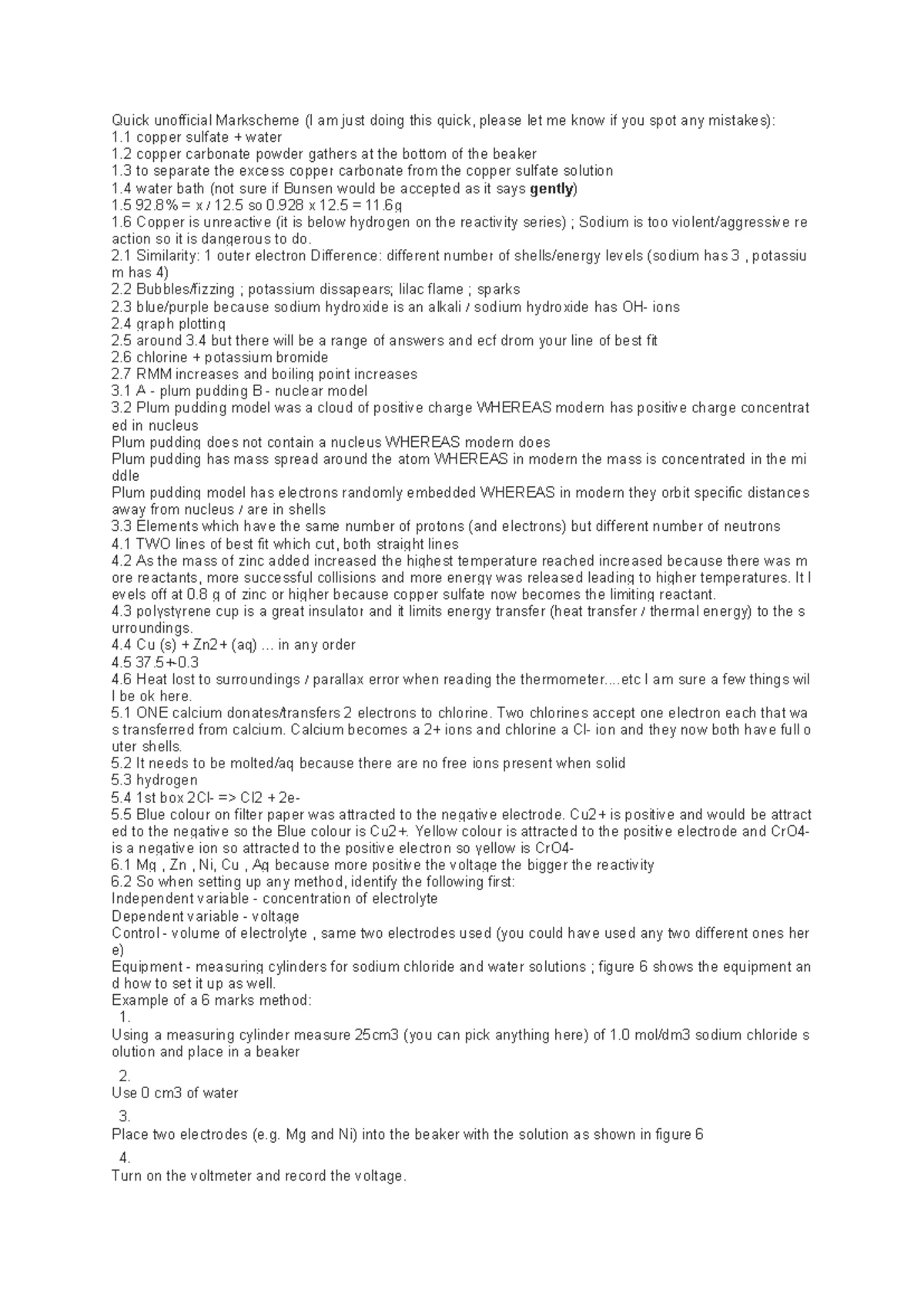 AQA Chemistry GCSE Required Practical 4 Temperature Changes Past Exam ...