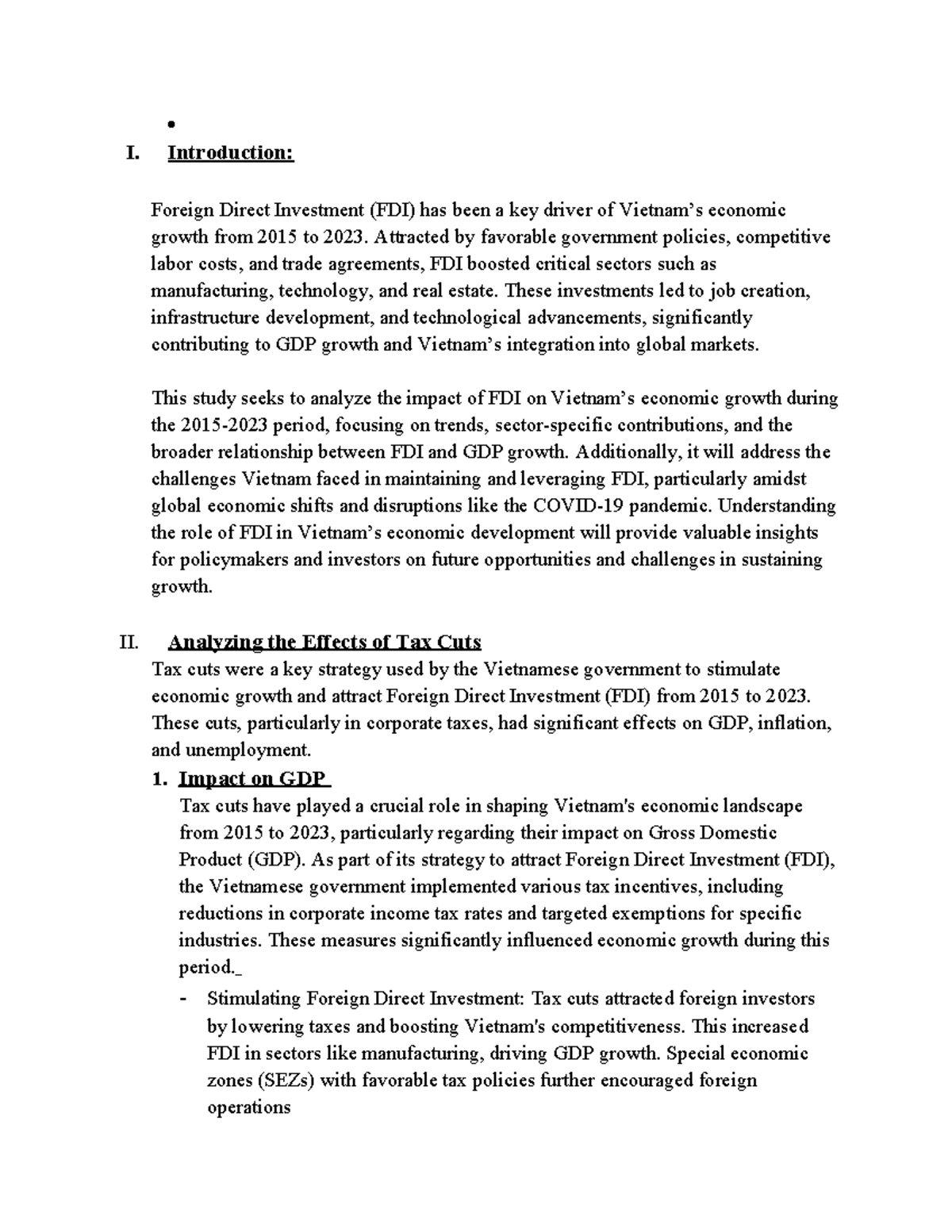 ECO121: Impact of FDI on Vietnam's Economic Growth (2015-2023) - Studocu