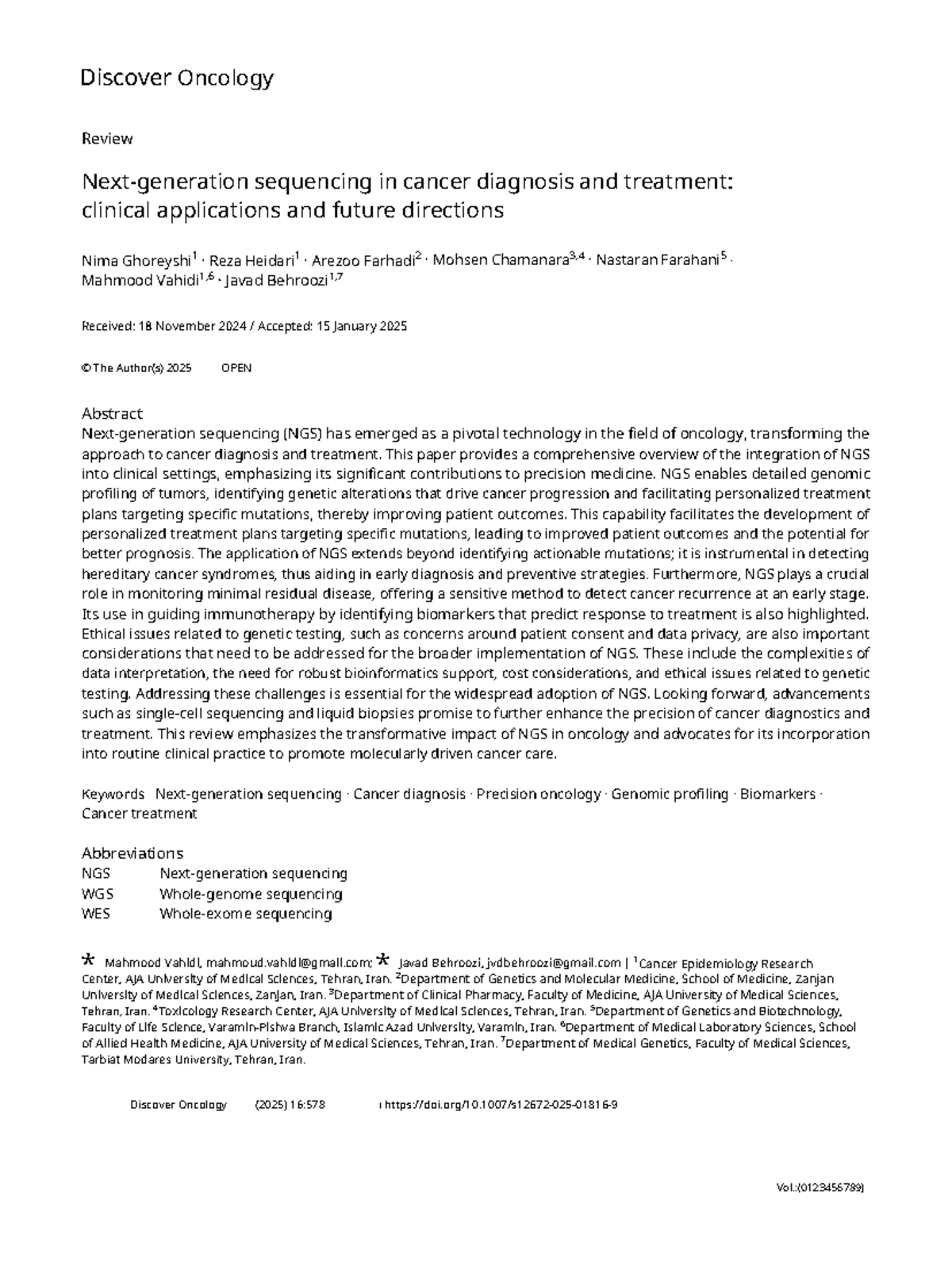 Reading Assignment: Lecture 2 - NGS in Cancer Diagnosis & Treatment ...