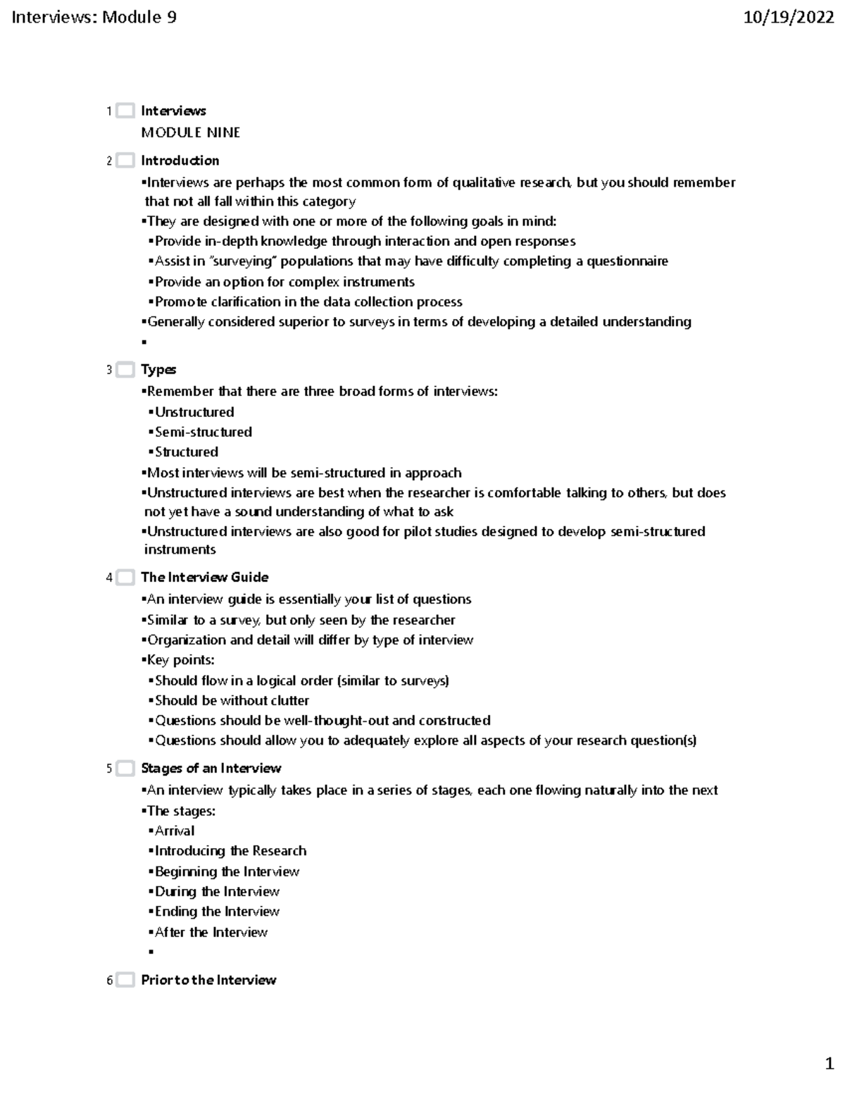 Interviews Mod 9 - Taught by Dr. Dustin Osborne - Interviews MODULE ...