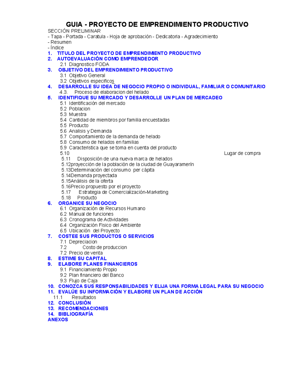 Guía para Proyecto de Emprendimiento Productivo - Emprendimiento 101 ...