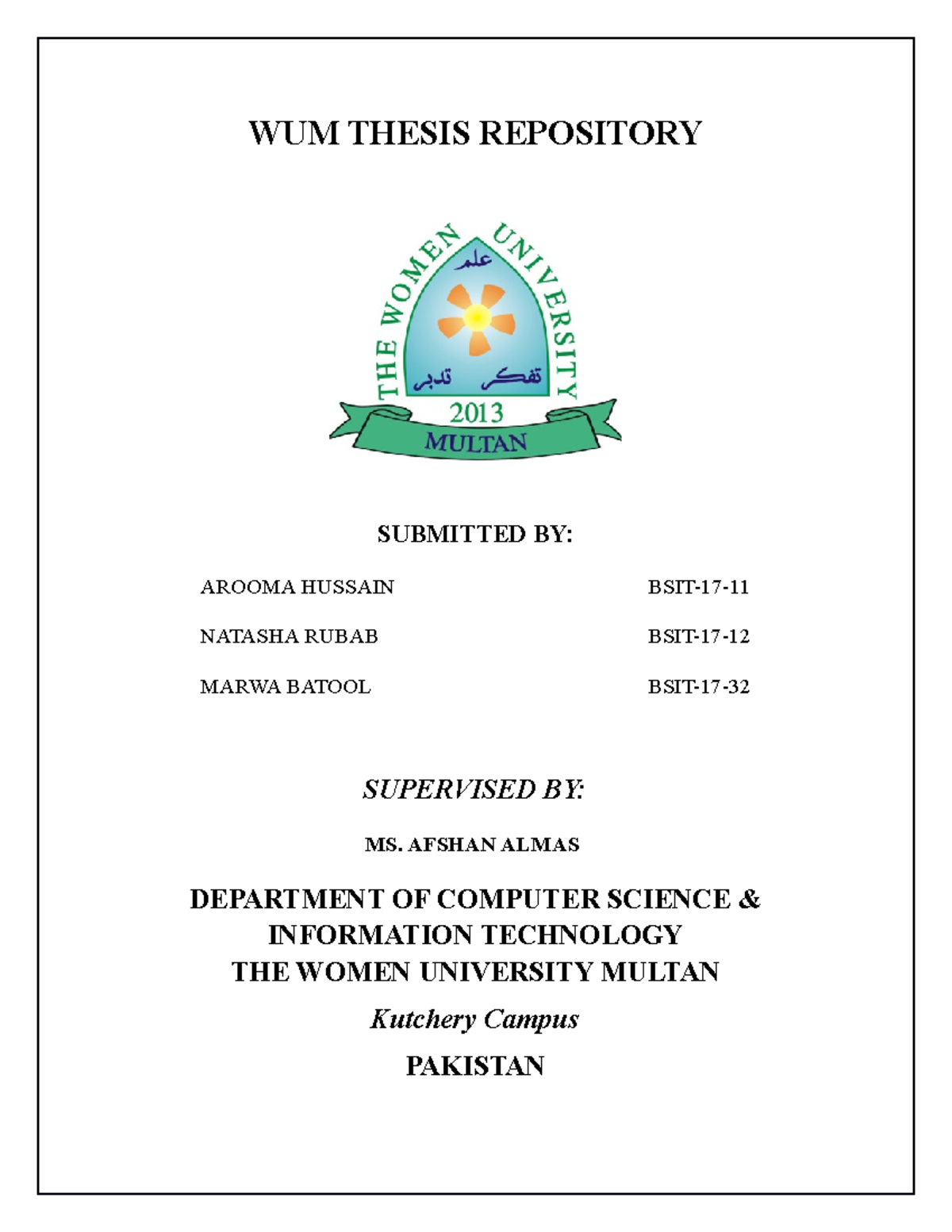 BSIT-RNO. 11,12,32 - Thesis Repository System Proposal Abstract - Studocu