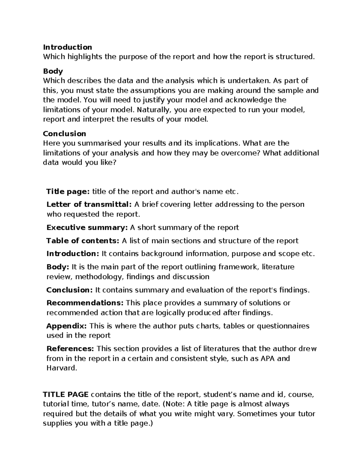Formatting a Report: Structure, Components & Best Practices - Studocu