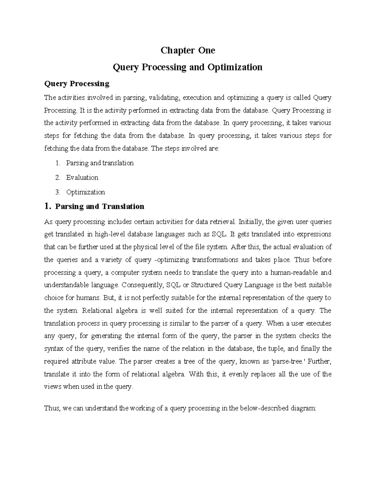 Chapter 1Database - data base 1 - Chapter One Query Processing and ...