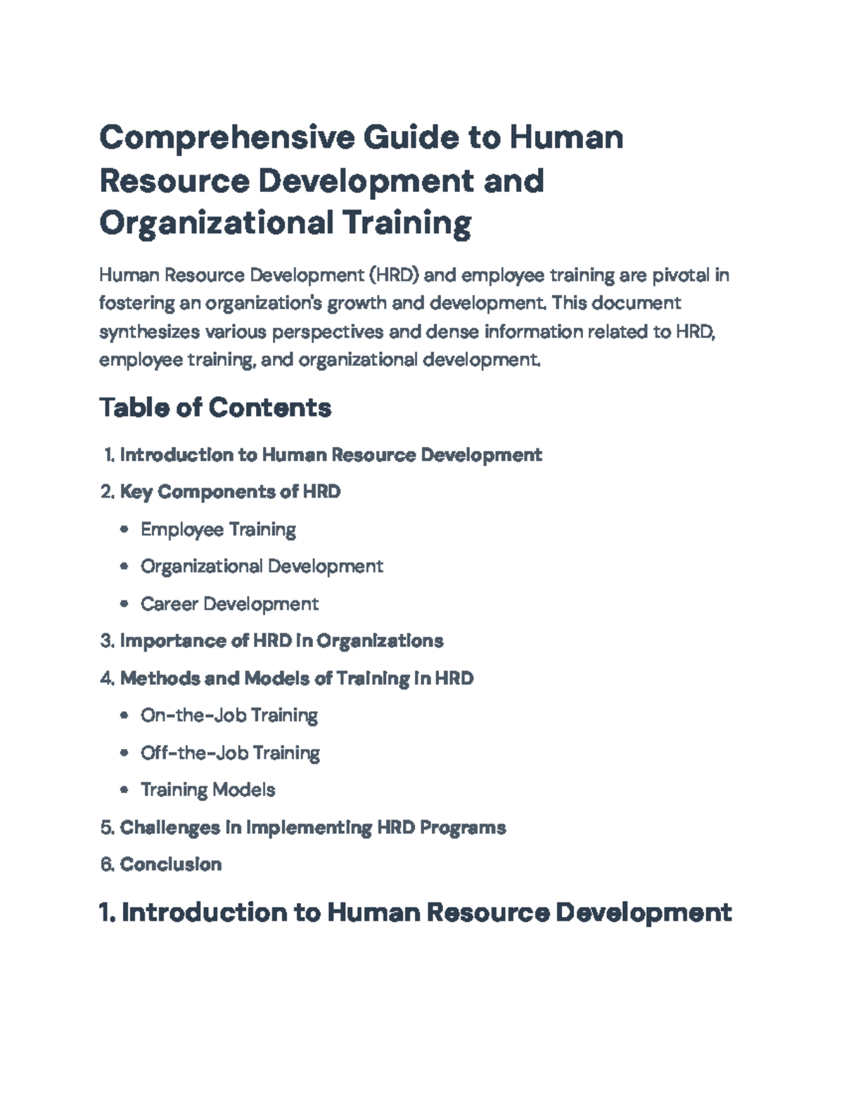 Comprehensive Guide to HRD and Organizational Training Strategies ...