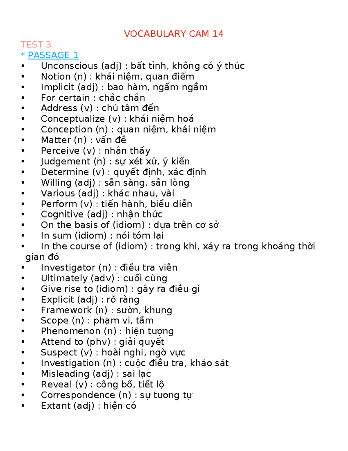 CAM 14 Vocabulary Test 03 - Key Terms and Definitions - Studocu