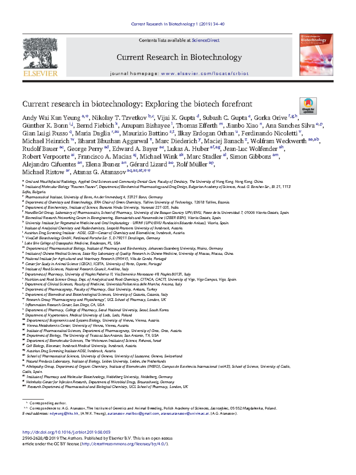 Current Research in Biotechnology 1: Trends and Insights (2019) - Studocu