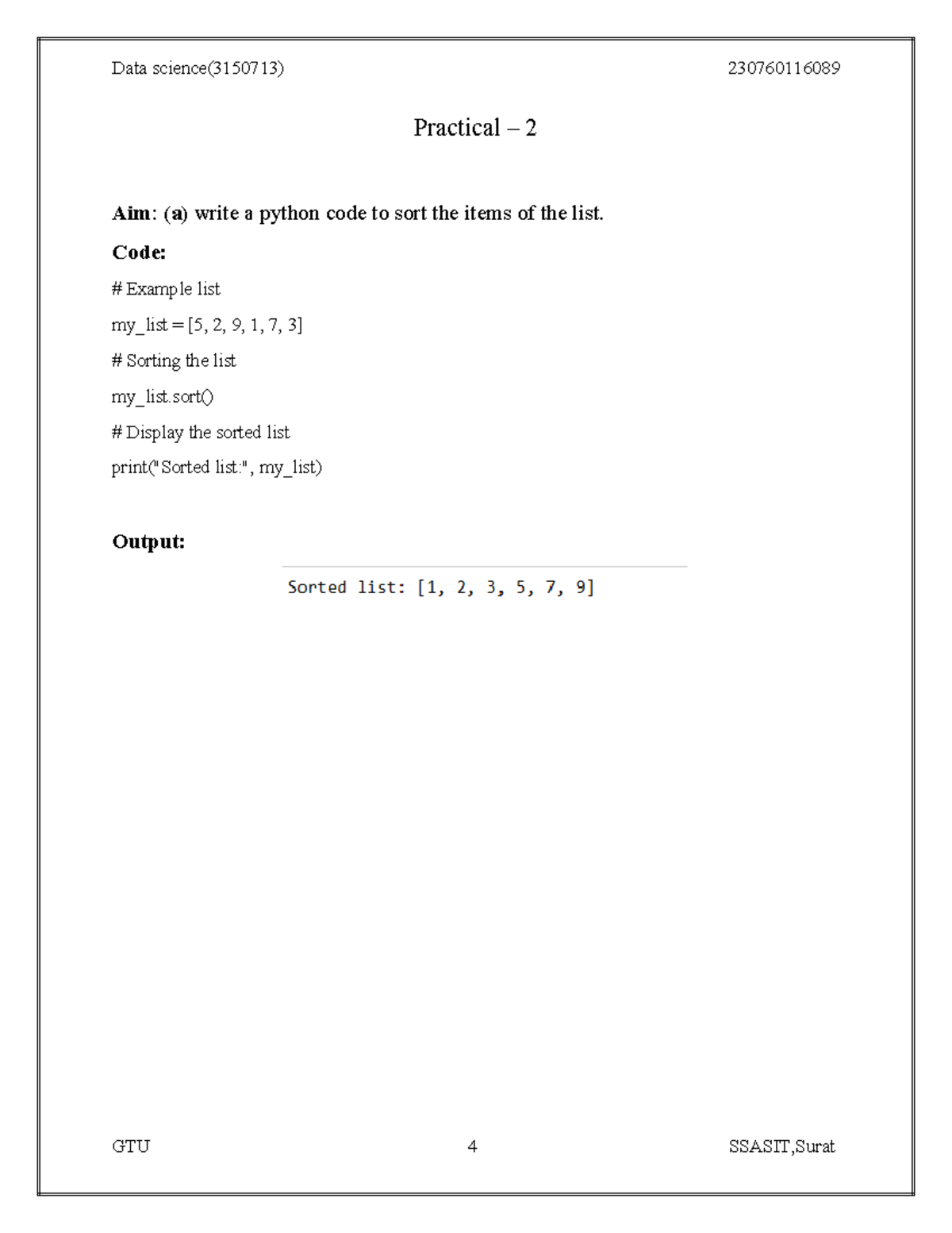 Data Science (3150713) Practical 2: Python Coding Exercises - Studocu