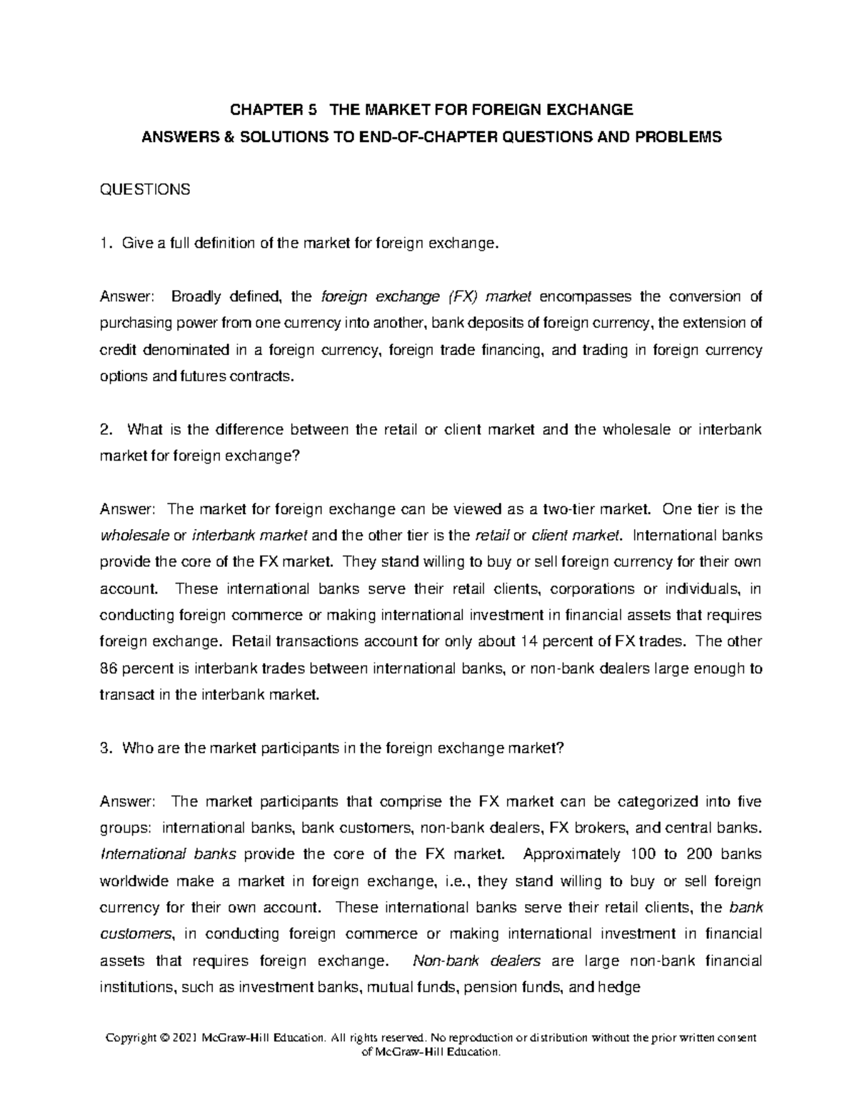 HW Chapter 5 Solutions: Foreign Exchange Market Analysis - Studocu