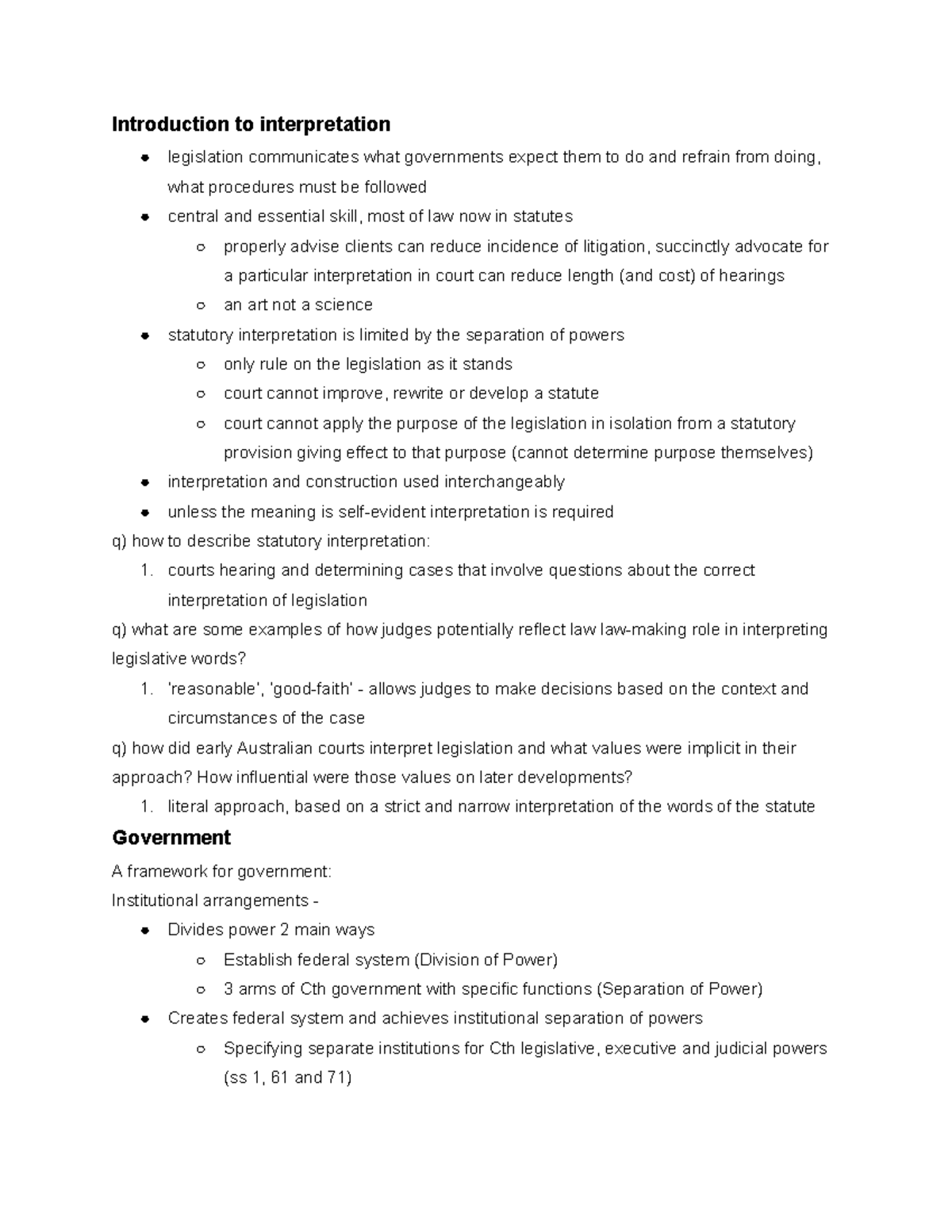 Statutory Interpretation Notes (LAW101) - Studocu