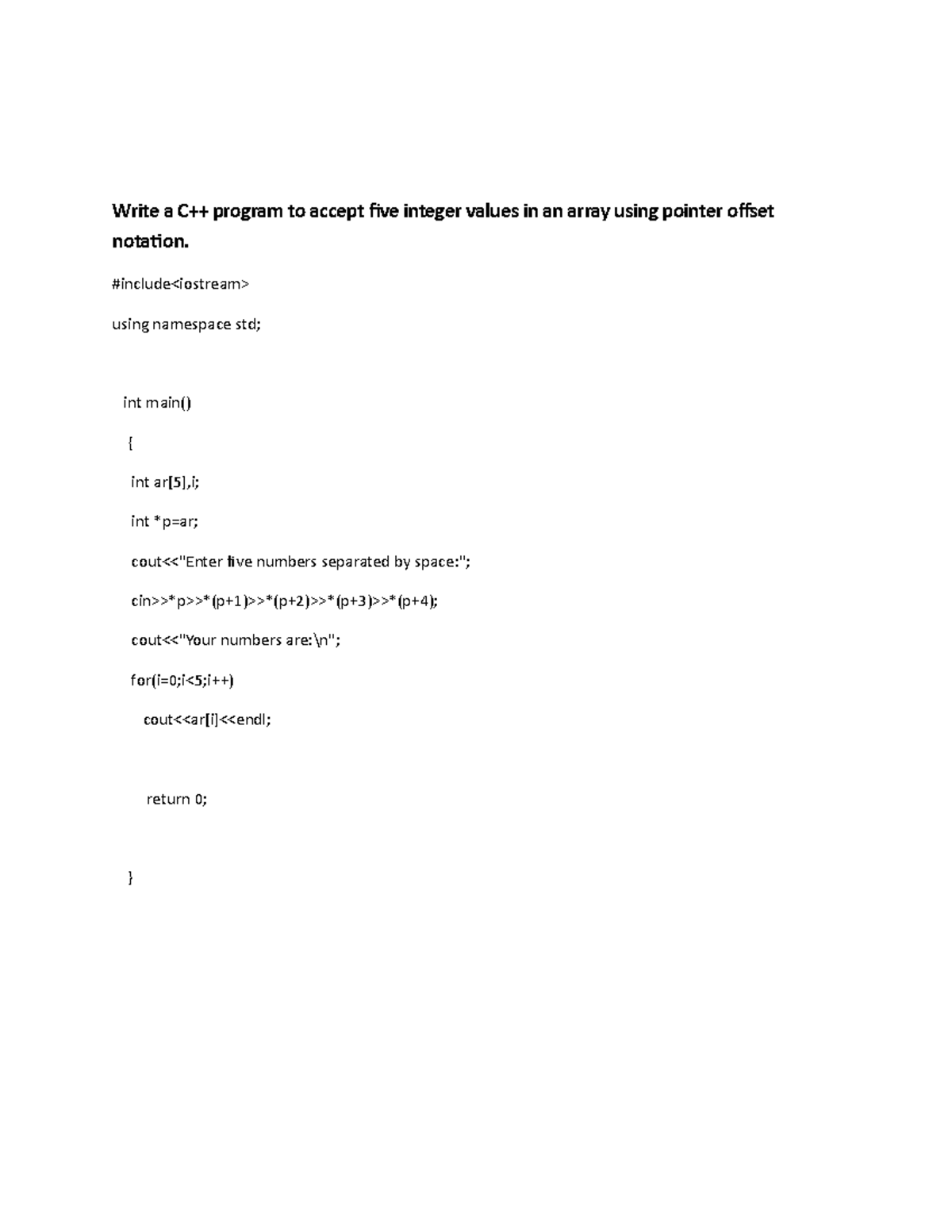 c++ code of array using pointers - Fundamentals of Programming - NUST ...