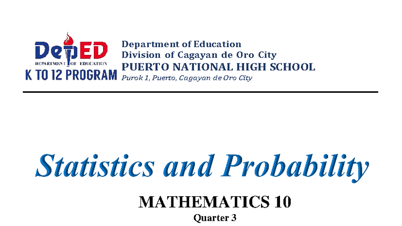 LAS MATH10 Q3: Learning Activity Sheet on Statistics & Probability ...