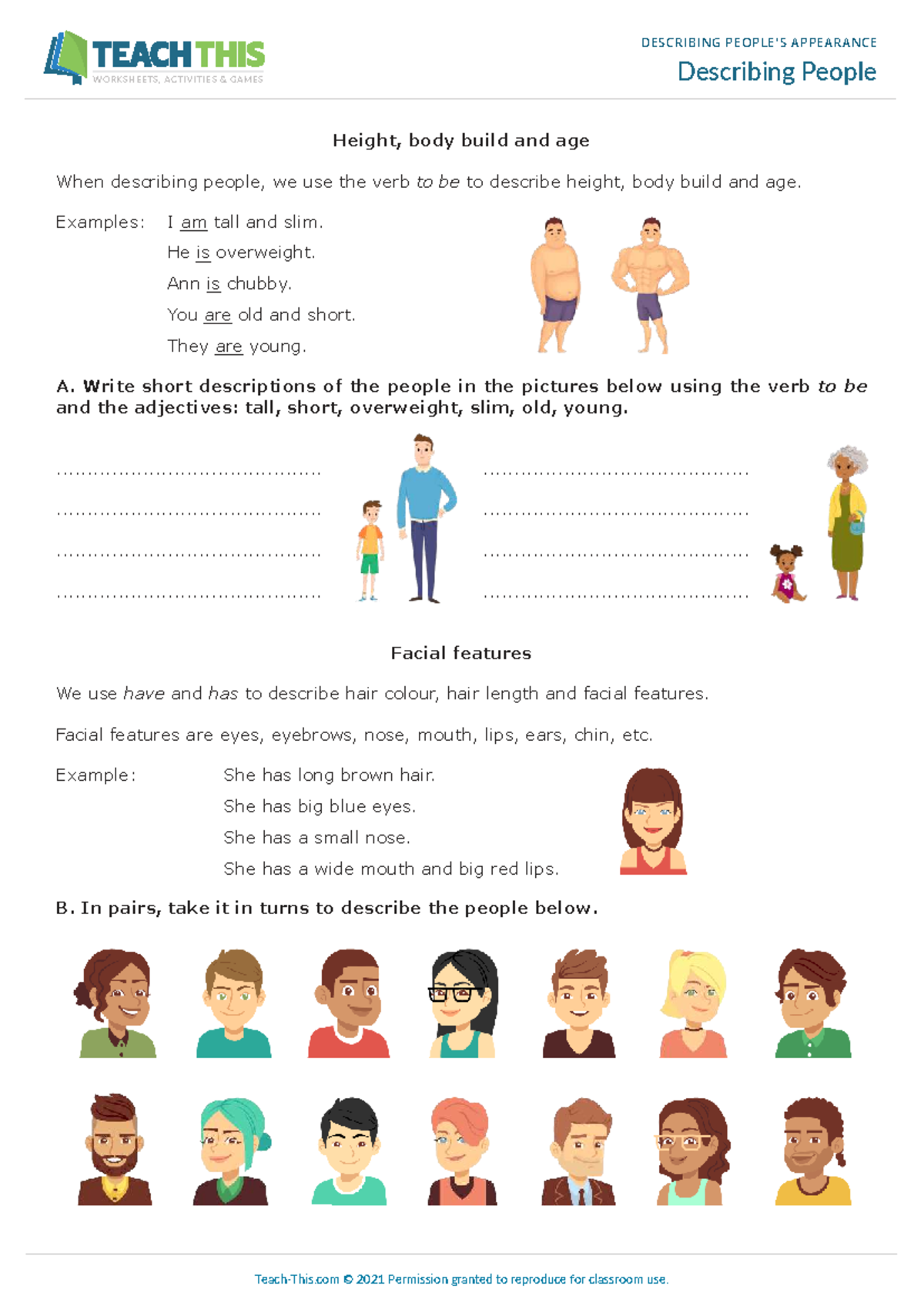 Describing People Worksheets & Activities for Classroom Use - Studocu
