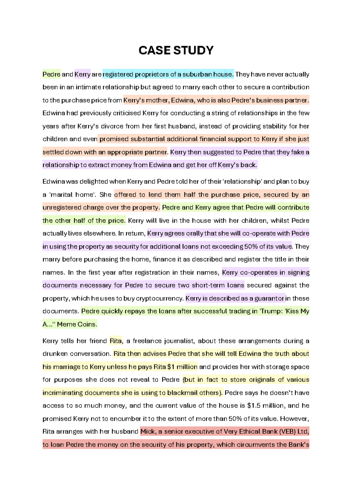 CASE STUDY: Legal Implications of Pedre and Kerry's Agreement - Studocu