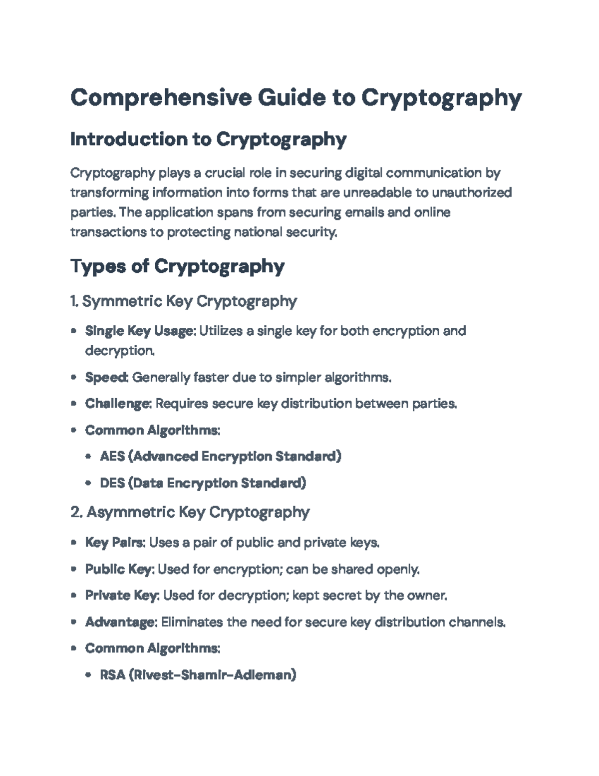 Cryptography Overview: Key Concepts and Applications (Course Code ...