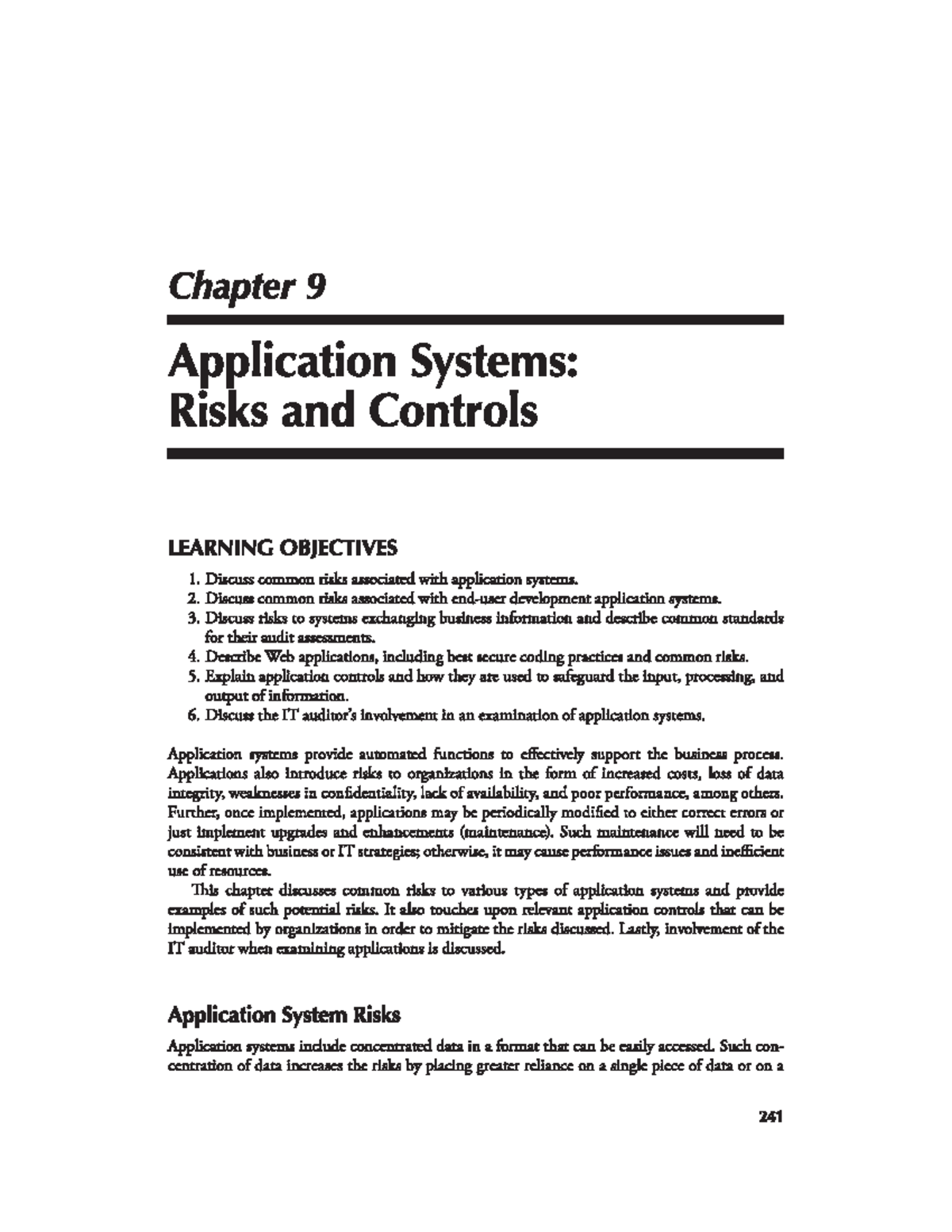 Chapter 9 - kiểm it - Chapter 9 Application Systems: Risks and Controls ...