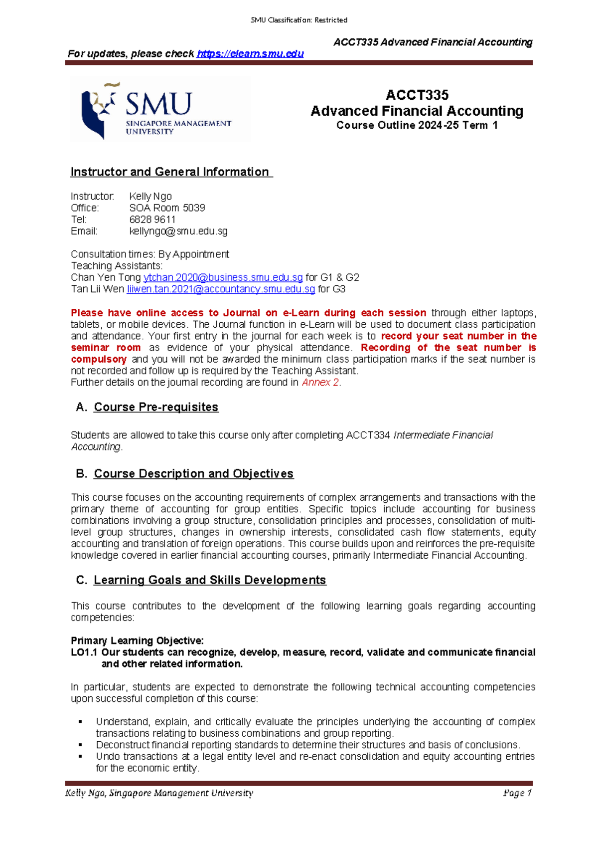 ACCT335 Advanced Financial Accounting Course Outline 2024-25 T1 - Studocu