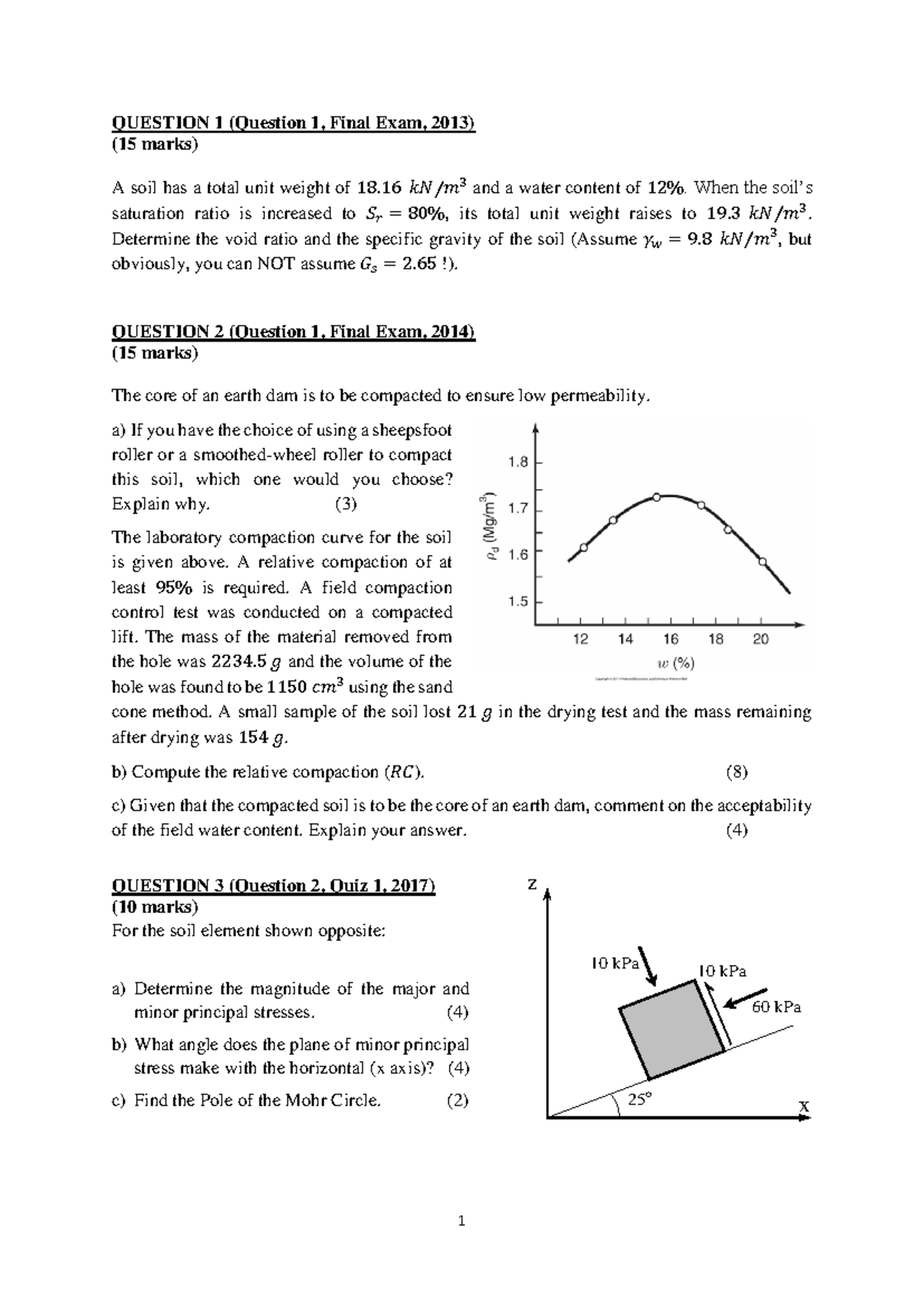 Practice Exam 2018 - Soil Mechanics Questions and Solutions - Studocu