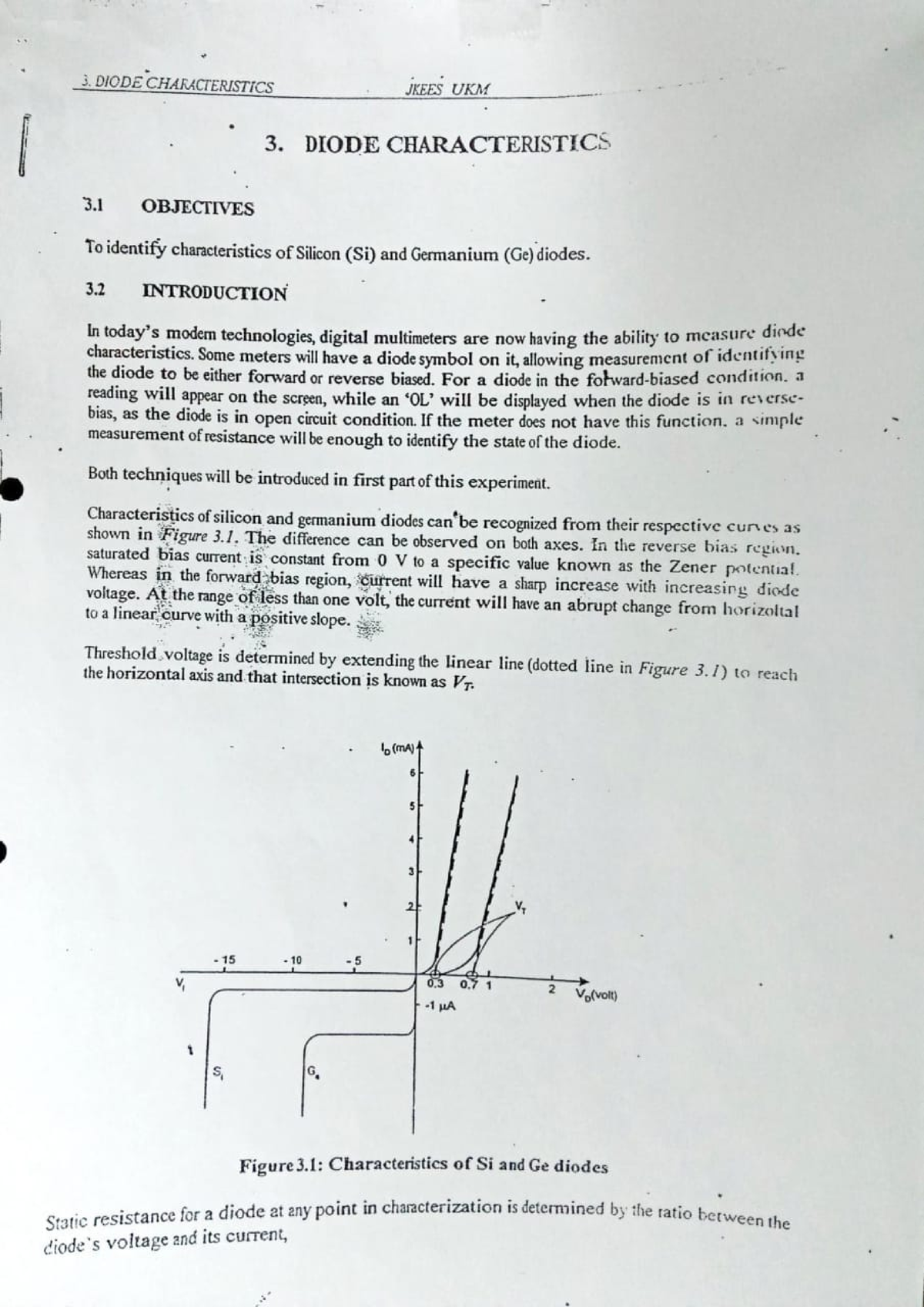 KKMM1413 - Diode Characteristics Lab Report - Studocu