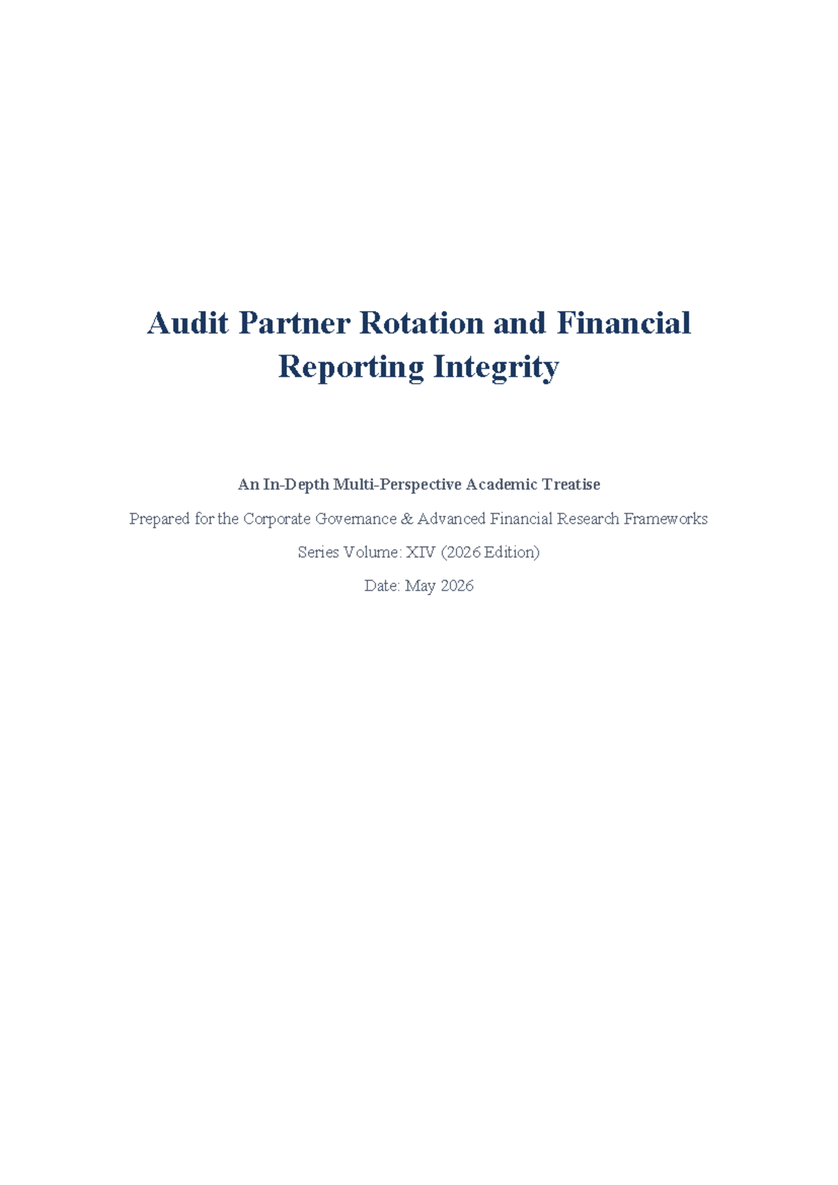 Audit Partner Rotation and Financial Reporting Integrity: A Study - Studocu