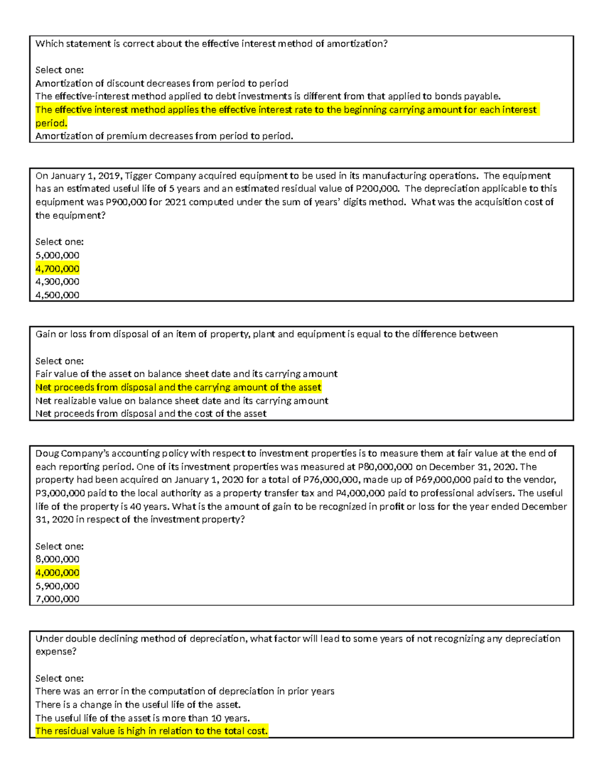Final Exam INTACC 1 - Effective Interest Method & Depreciation Concepts ...