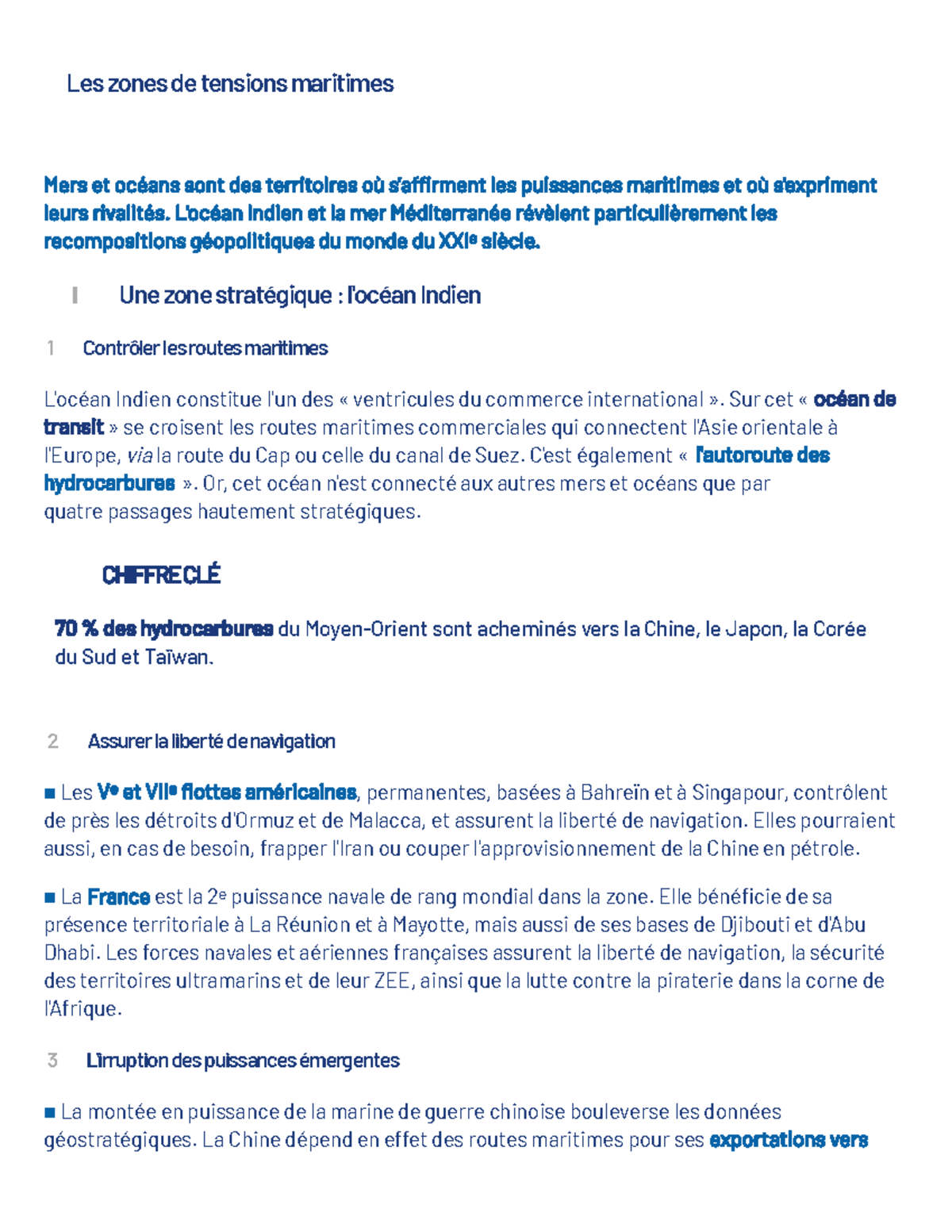Les zones de tensions maritimes : Géopolitique de l'Indien et ...