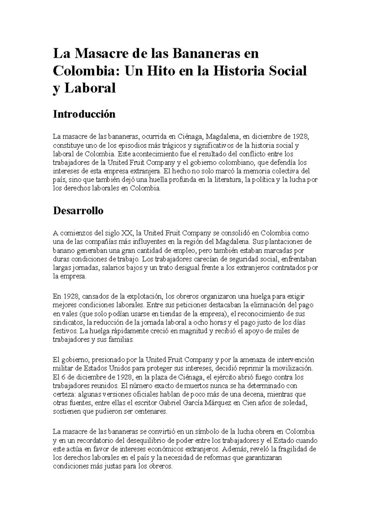La Masacre de las Bananeras en Colombia: Un Análisis Histórico y Social ...