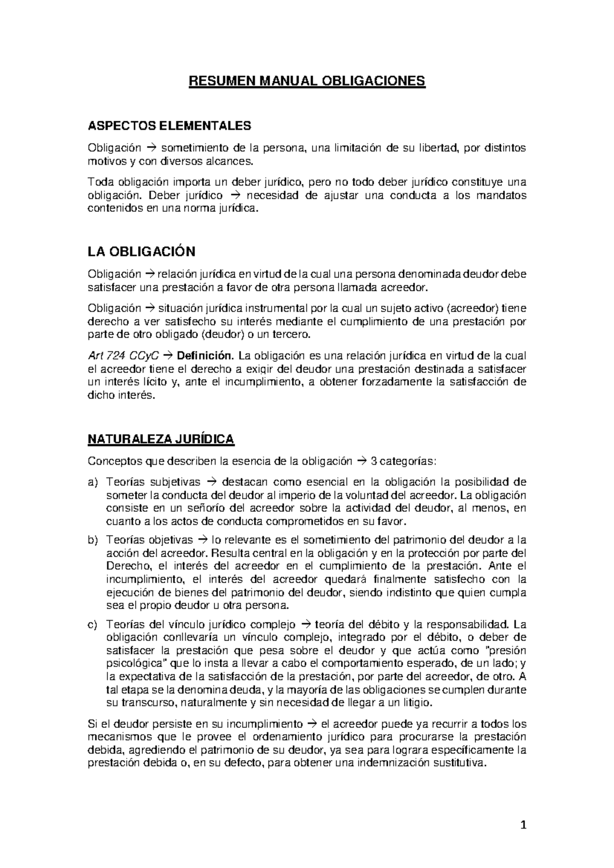 Resumen del Manual de Obligaciones - Asuntos Esenciales y Naturaleza ...