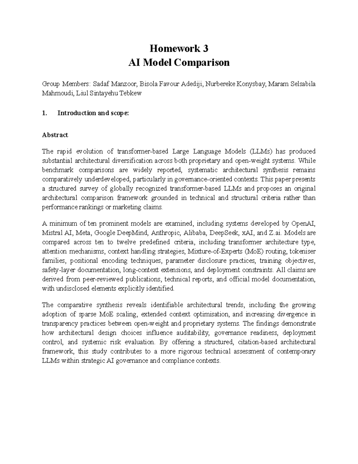 AI Model Comparison Framework: Homework 3 (Course Code: AI) - Studocu