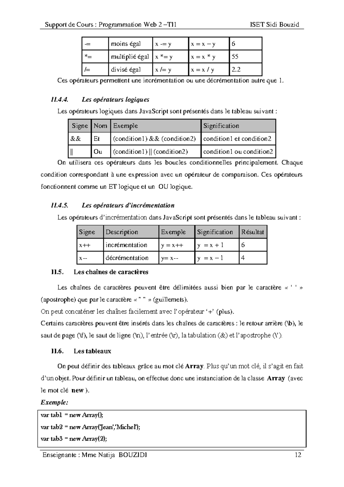 Support de Cours : Programmation Web 2 - TI1 ISET Sidi Bouzid - Studocu
