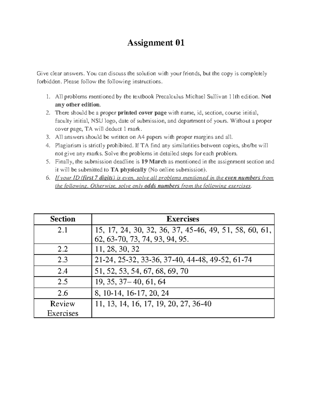 Assignment 01: MAT116-1 Precalculus Solutions Guide - Studocu