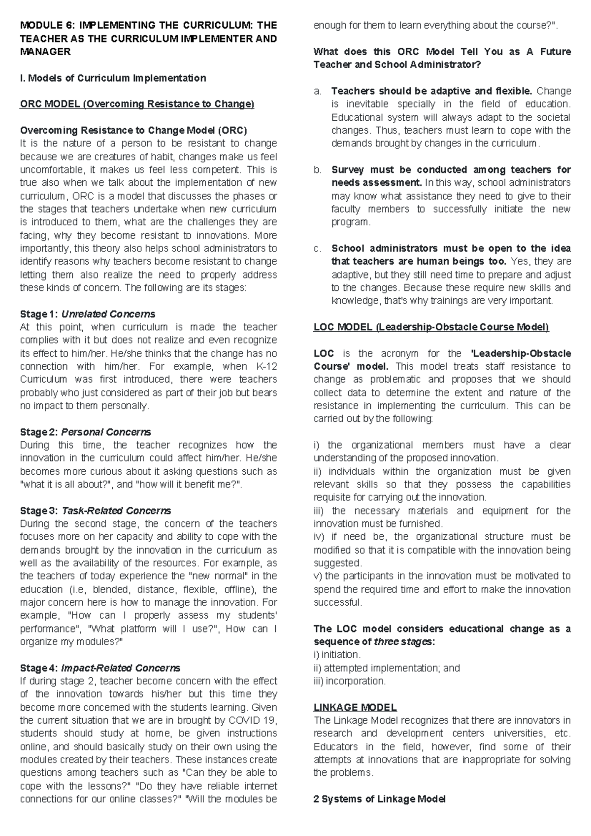 MODULE 6: ORC Model Insights for Future Teachers & Admins in Curriculum ...