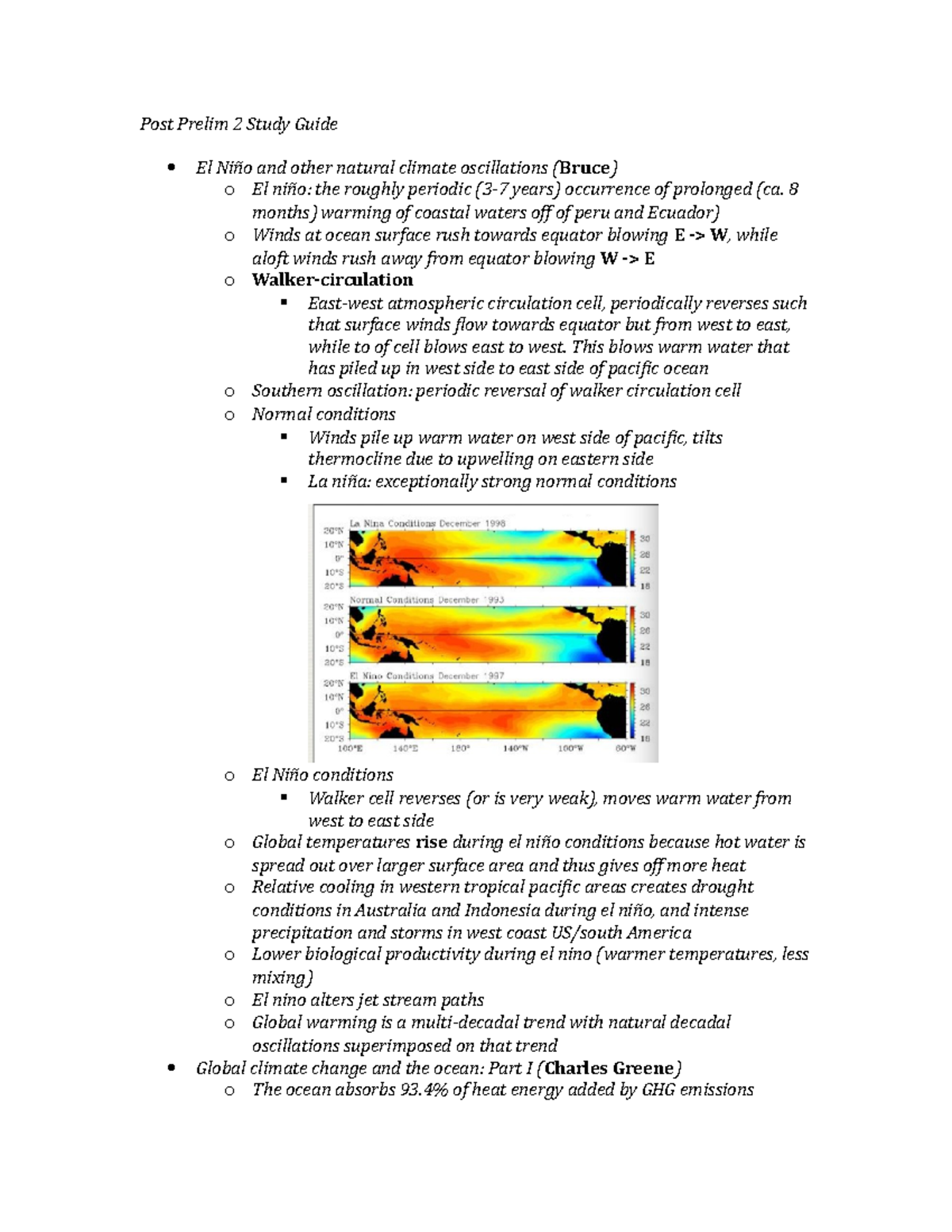 Final Study Guide: Post Prelim 2 - Climate Change & Ocean Impact - Studocu