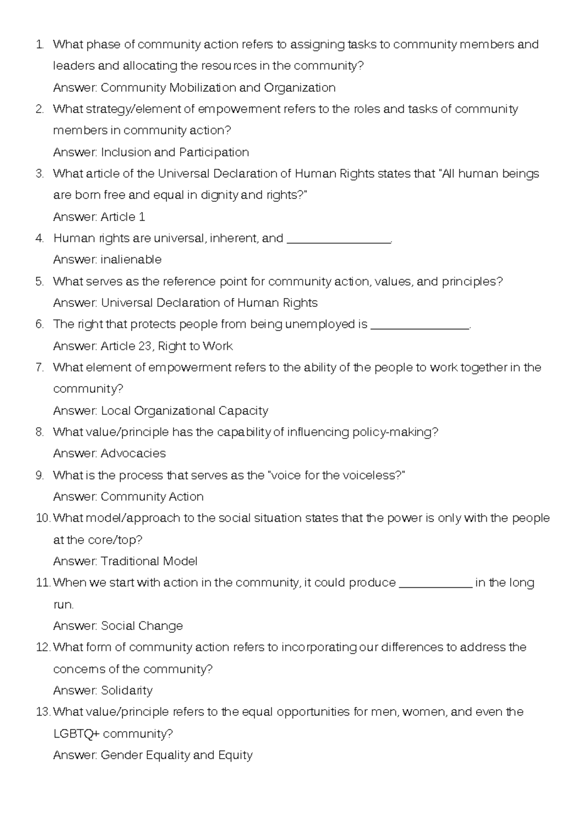 Review - What phase of community action refers to assigning tasks to ...